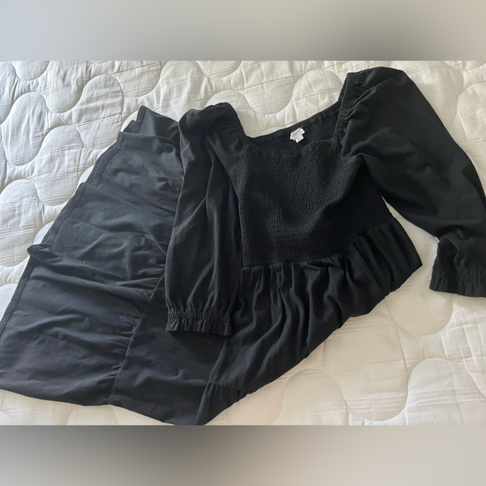 J. Crew Black Midi Dress